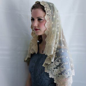 Catholic Mantilla Prayer/Chapel Veil -Gold